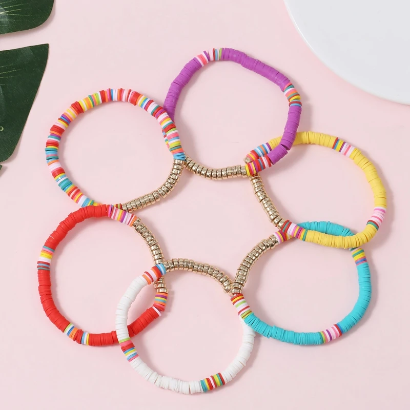 6 Pulseras De Amistad Navideñas Con Cuentas De Arcilla – Diseños De Árbol, Bastón Y Regalo, Elásticas Y Ligeras Para Niños Y Adultos