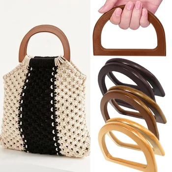 Maniglie per borse a forma di D Maniglie per borse di ricambio fai-da-te Borse per borse Cinghie per borse Accessori per maniglie per borse in legno staccabili