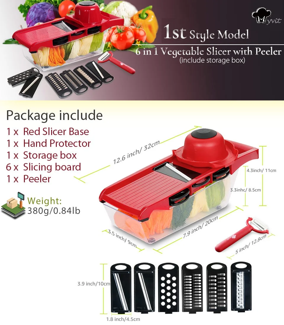 Description Picture 4 of item6 in 1 Vegetable Cutter Grater Slicer Shredder Multifunctional Peeler Carrot Fruit Kitchen Roller Gadget Chopper Food Processor