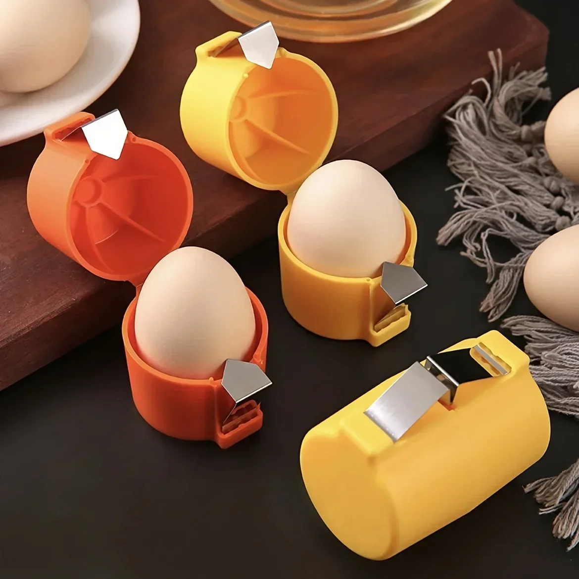 Description Picture 4 of item1/3pcs-New Egg Shell Opener Press Egg Shell Separator Portable Egg Opener Kitchen Handheld Egg Shell Crusher Household