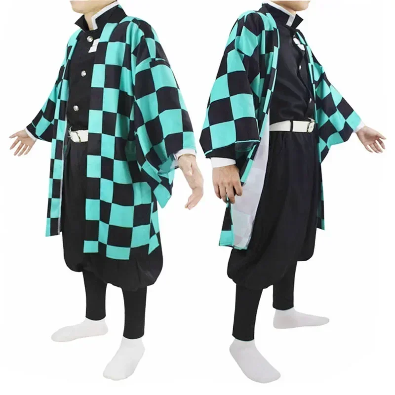Superhero Cosplay Costume Kids Cosplay Costume Tanjiro Cosplay Anime Tanjirou Kamado Costume Kimetsu No Yaiba Kimono Earrings Tattoo Stickers for Adult and Kids