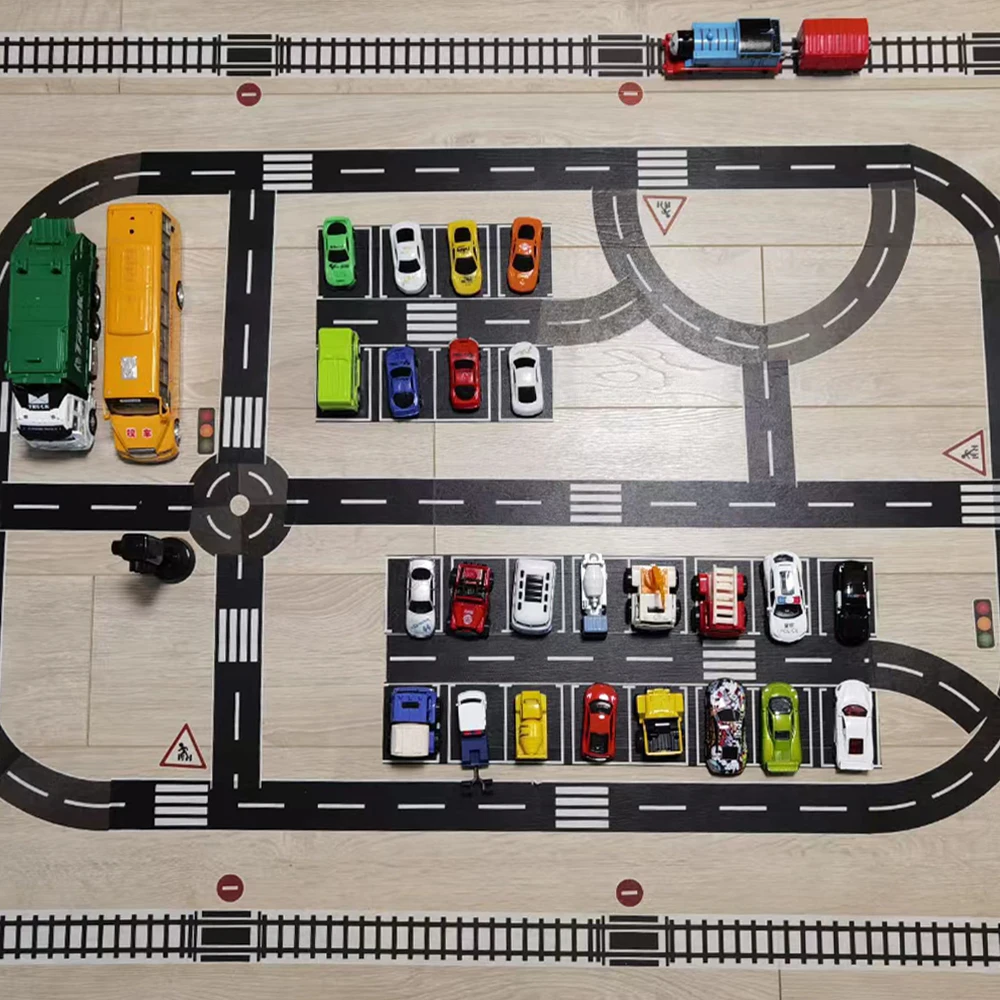 

Traffic Railway Train Road Design Paper Washi Tape Adhesive DIY Scrapbooking Sticker Label for Kids Toy Racing Birthday Decor