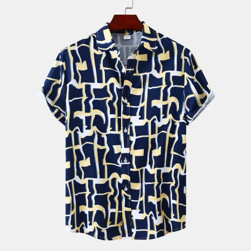 Camisas Para Hombre 2023 Summer New Men\'s Short Sleeve Flower Shirt Beach Vacation Hawaii Shirt
