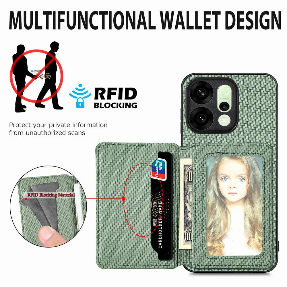 Leather Card Back Case with Magnet Wallet Stand - Premium Phone Skin Cover