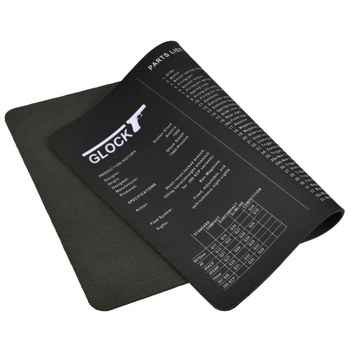 Glock Gen4 Gen5 42 43 Gun Cleaning Mat Gunsmith With Parts Diagram and Instructions Armorers Bench Mat Mouse Pad