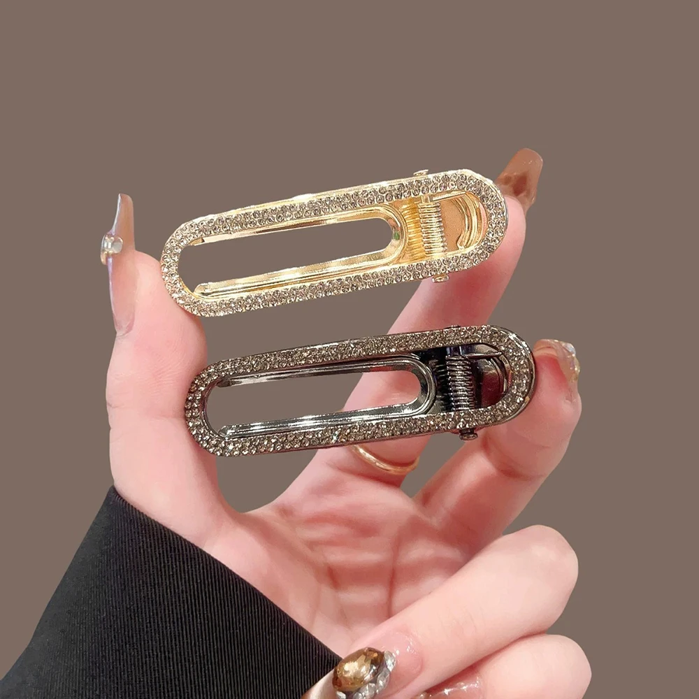 Einfache Strass-Haarspange, glänzend, exquisit, elegant, Pony, seitliche Clips, modisch, kreativ, Entenschnabel-Clips, täglicher Haarschmuck