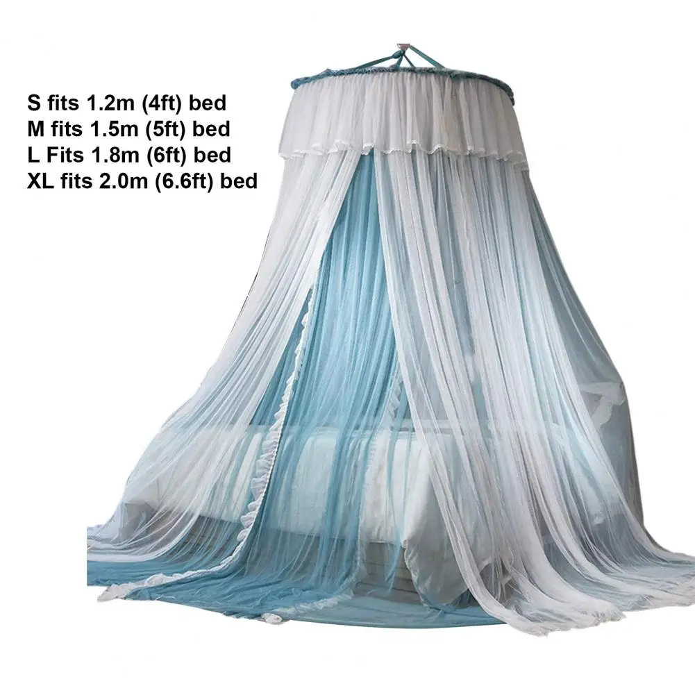 1 Set Princess Bed Curtain Double Layer Round Dome Ceiling Hanging Soft Sheer Mesh Lace Girl Bedroom Bed Canopy Net Home Supplie