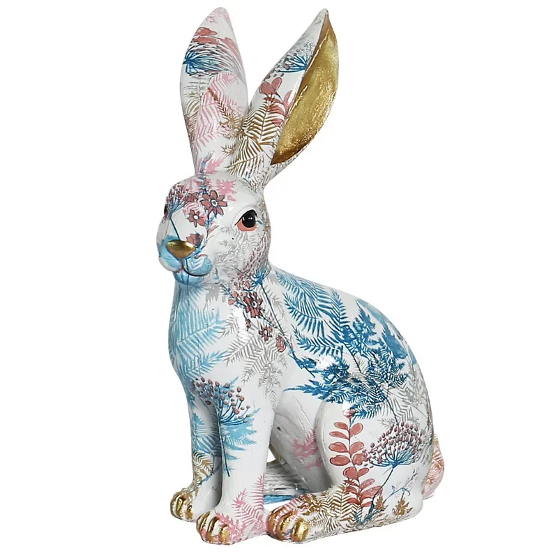 

Statue Rabbit Resin Figure Home Decoration Fairy Garden Nordic Decor Home Animal Figurines Kawaii Living Room Decor Sculpture
