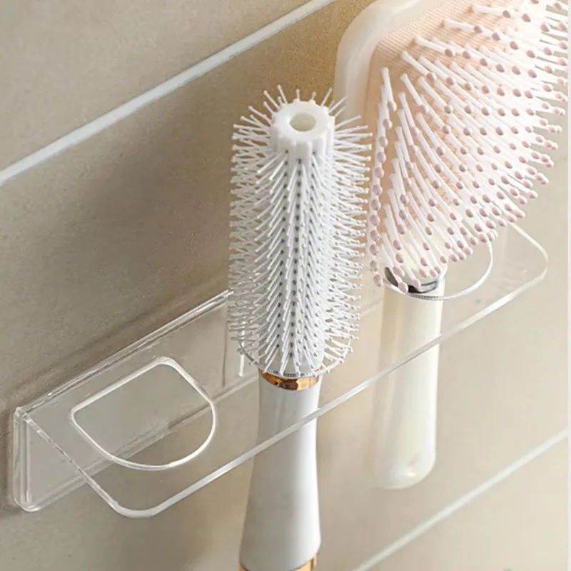 Wall-Mounted Comb Storage Rack Bathroom Hair Brushes Holder Household Organizer Multi Purpose Transparent Acrylic Comb Shelves 3