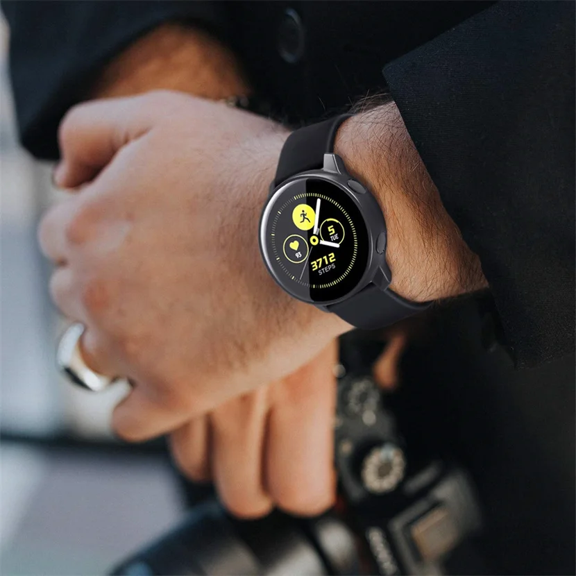 Фото Чехол из закаленного стекла для Samsung Galaxy Watch Active 2 44 мм 40 мм, чехол-бампер с полным покрытием, защитная крышка для экрана, аксессуары №3