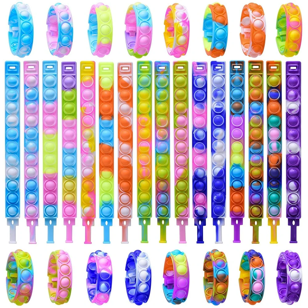

2022 Pop Bracelet Fidget Toy Kawaii Squishy Push Poping Bubble Sensory Anti Stress Toys for Kids Adults Christmas Gift