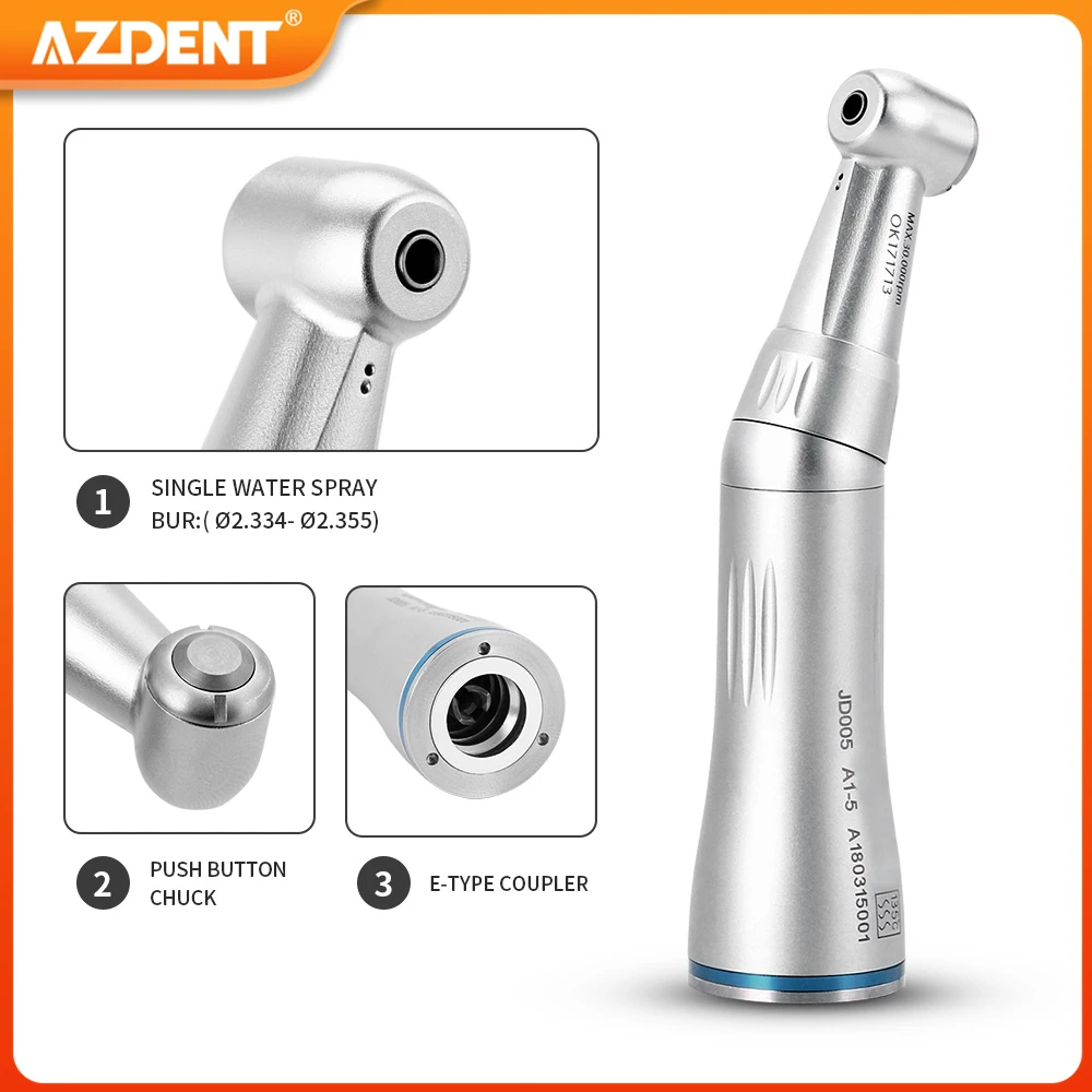 

AZDENT Dental Low Speed Handpiece Contra Angle Internal Water Spray Push Button 4 Holes Air Motor Dentistry Tool Instrument