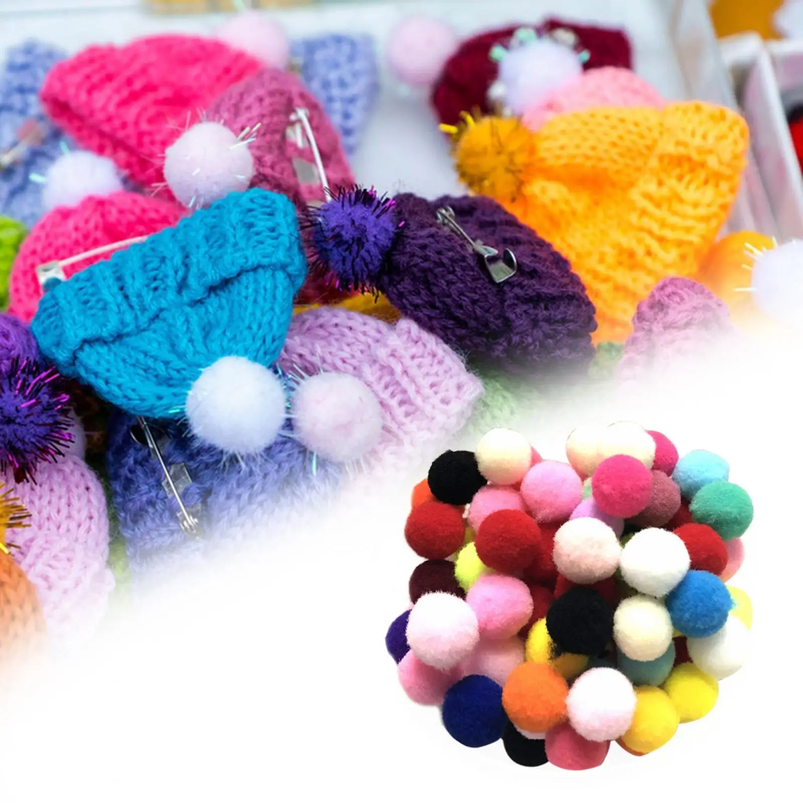 100x Pom Poms Balls Kids Gifts Assorted pompoms for Party Festival