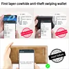 Leather wallet Men's cowhide ultra-thin anti-theft card swiping multi-functional long wallet handbag zipper wallet wallet purse 6