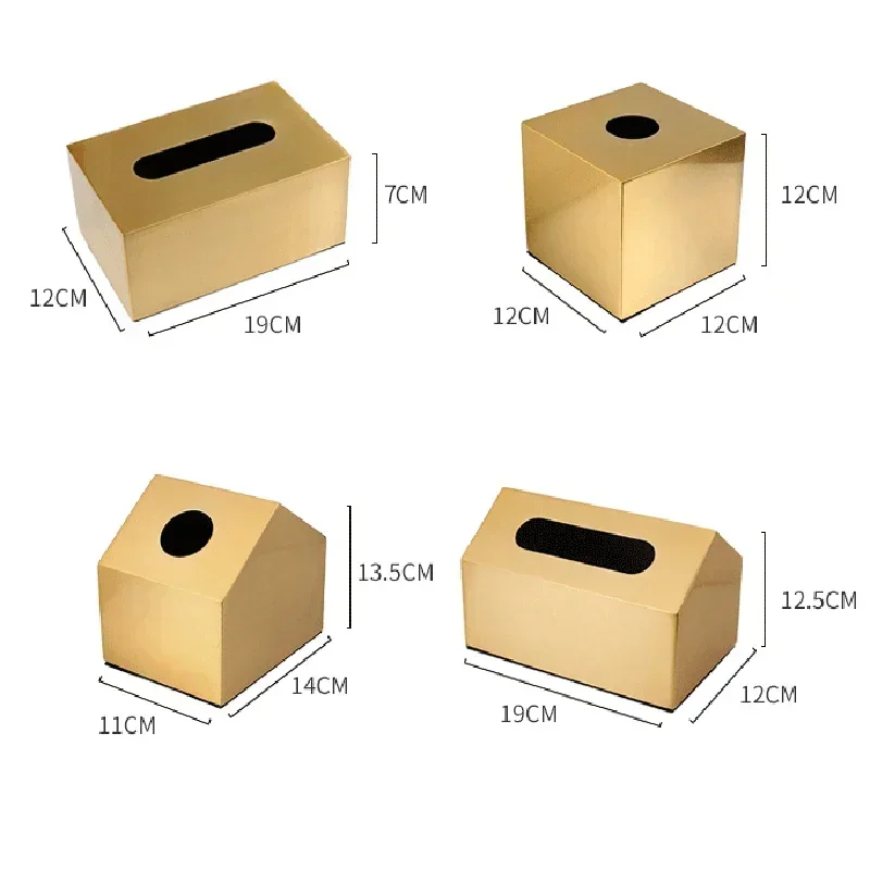 Gilded Metal Tissue Box Home Decor Golden Napkins Organizer Toilet Paper Holder Decorative Tissue Boxes Desktop Home Storage 6