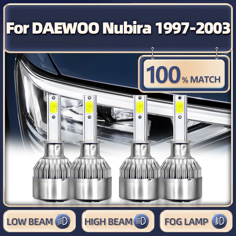 

40000LM Super Bright Car Headlight Bulbs H1 LED Car Lights 12V 6000K White For DAEWOO Nubira 1997 1998 1999 2000 2001 2002 2003