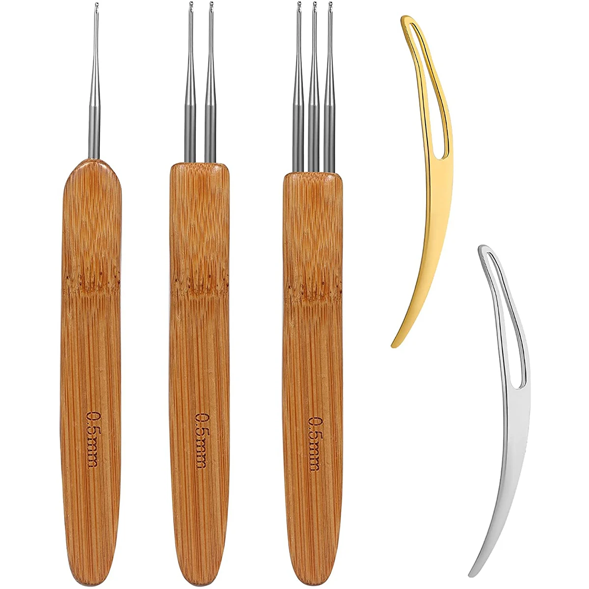 Dreadlock Crochet Hook Tool Kit Braid Hair Dreadlocks Needle Weaving Crochet DIY Braid Hair Weaving Craft Knit Styling 5Pcs crochet hooks hair extensions tool
