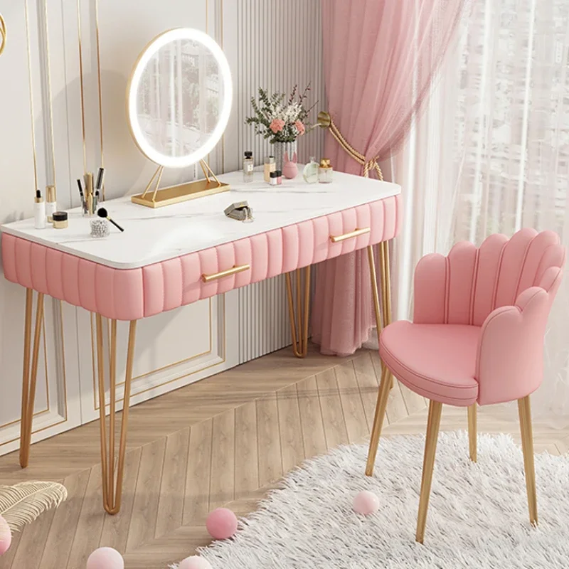 Pink Comò Vanity Set Vintage Cosmetic Table Piccoli Comò Specchio Makeup Organizer Tavolo Trucco Mobili Per Camera Da Letto Yn50Vs