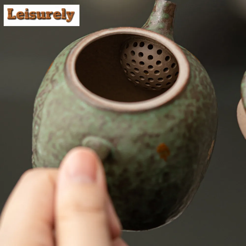 160ml Retro Bronze Galze Teapot Japanese Old Rock Clay Pot Vintage Tea Brewing Kettle with Infuser Chinese Tea for Tea Ornaments