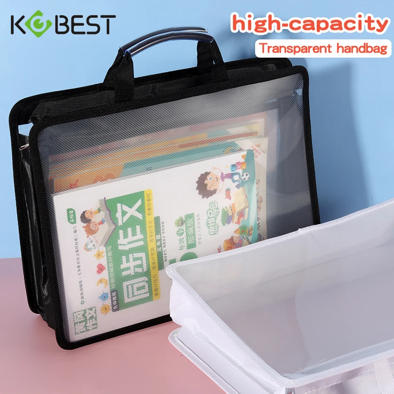 Transparent A4 Handbag Six Colors Large Capacity Waterproof Documents Students Business Portable Bag 1