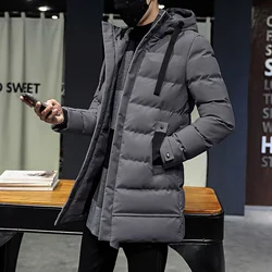 Men\'s Casual Fashion Solid Color Thin Hooded Long Thick Warm Coat, Fashion Design, Multi-functional Wear, Comfortable And Warm.