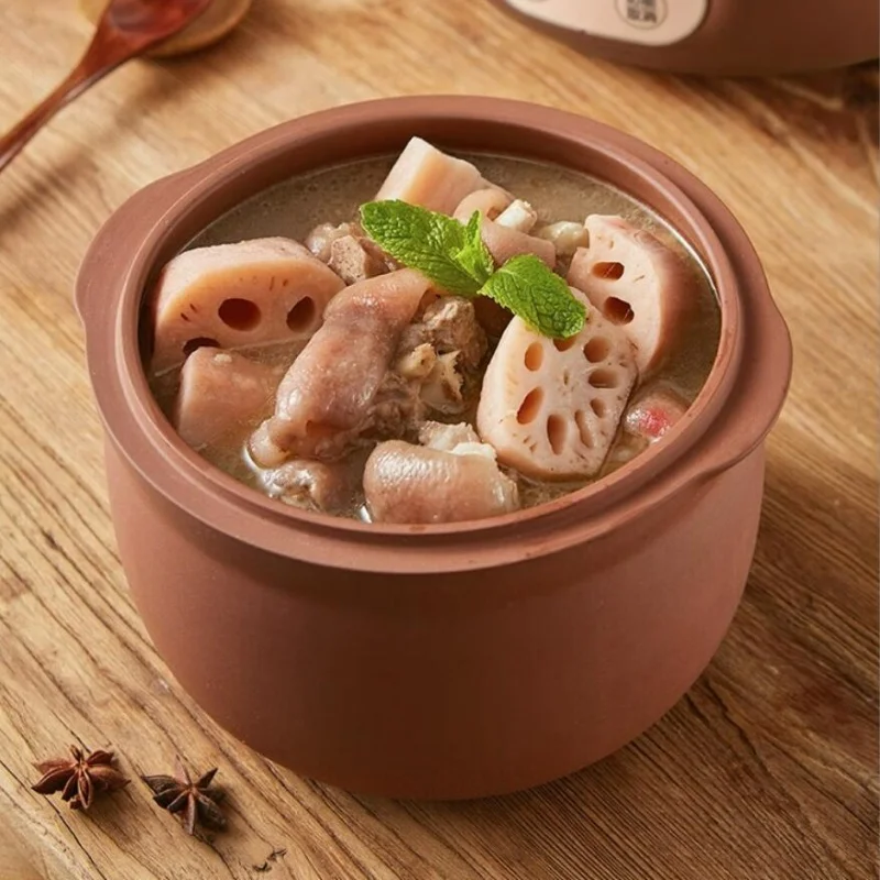 Bear 220V Slow Cooker Soup Pot A Cup of Four Gallons of Household Stew Electric Casserole Purple Casserole Pot Crock