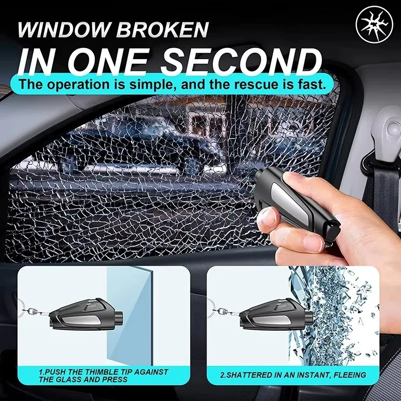 Portable Car Emergency Hammer Seat Belt Cutter Keychain Multi-function Window Breaker Safety Lifesaving Escape Tools 2025