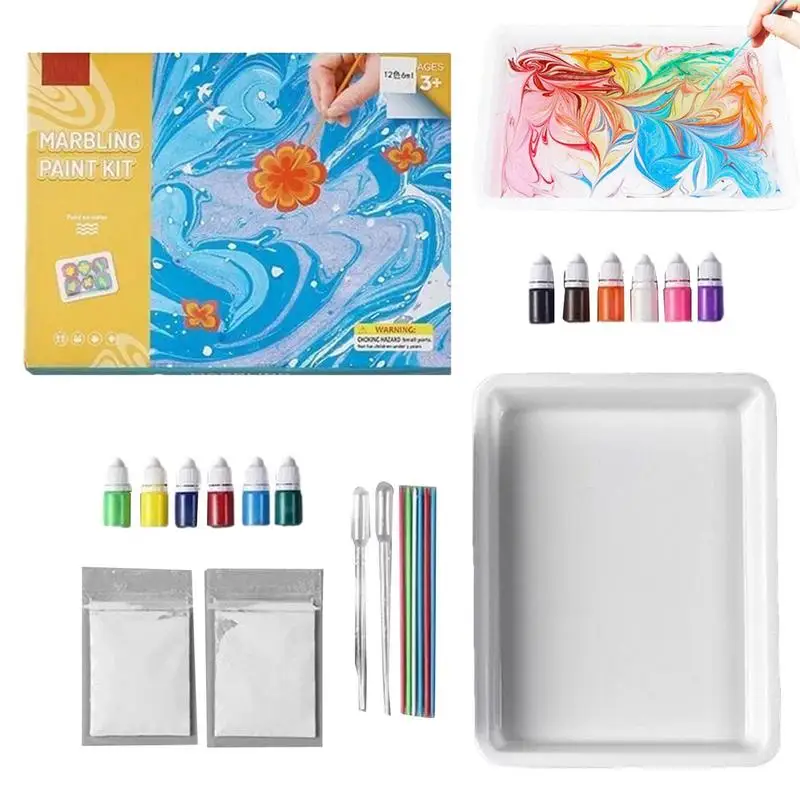 

Kids Marbling Paint Kit Craft Supplies Marble Painting For Artist Creative Toys Holiday Gifts For Girls And Boys Ages 6 7 8 9 10