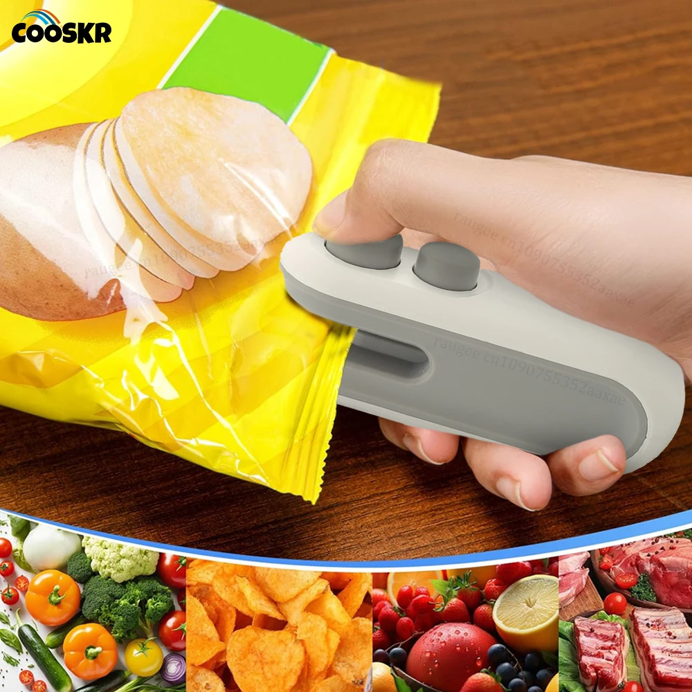 Mini Bag Sealer Portable Rechargeable Handheld Heat Vacuum Sealer 2 in 1 and Cutter for Plastic Bags Food Storage