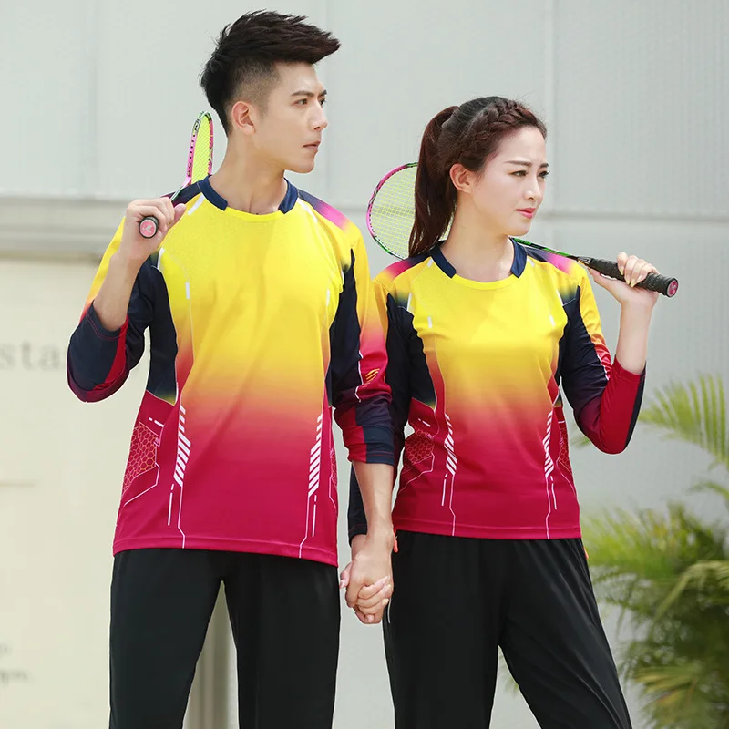 New long-sleeved badminton wear shirt men/women,autumn winter sports clothes quick-dry table tennis shirts,tennis shirts