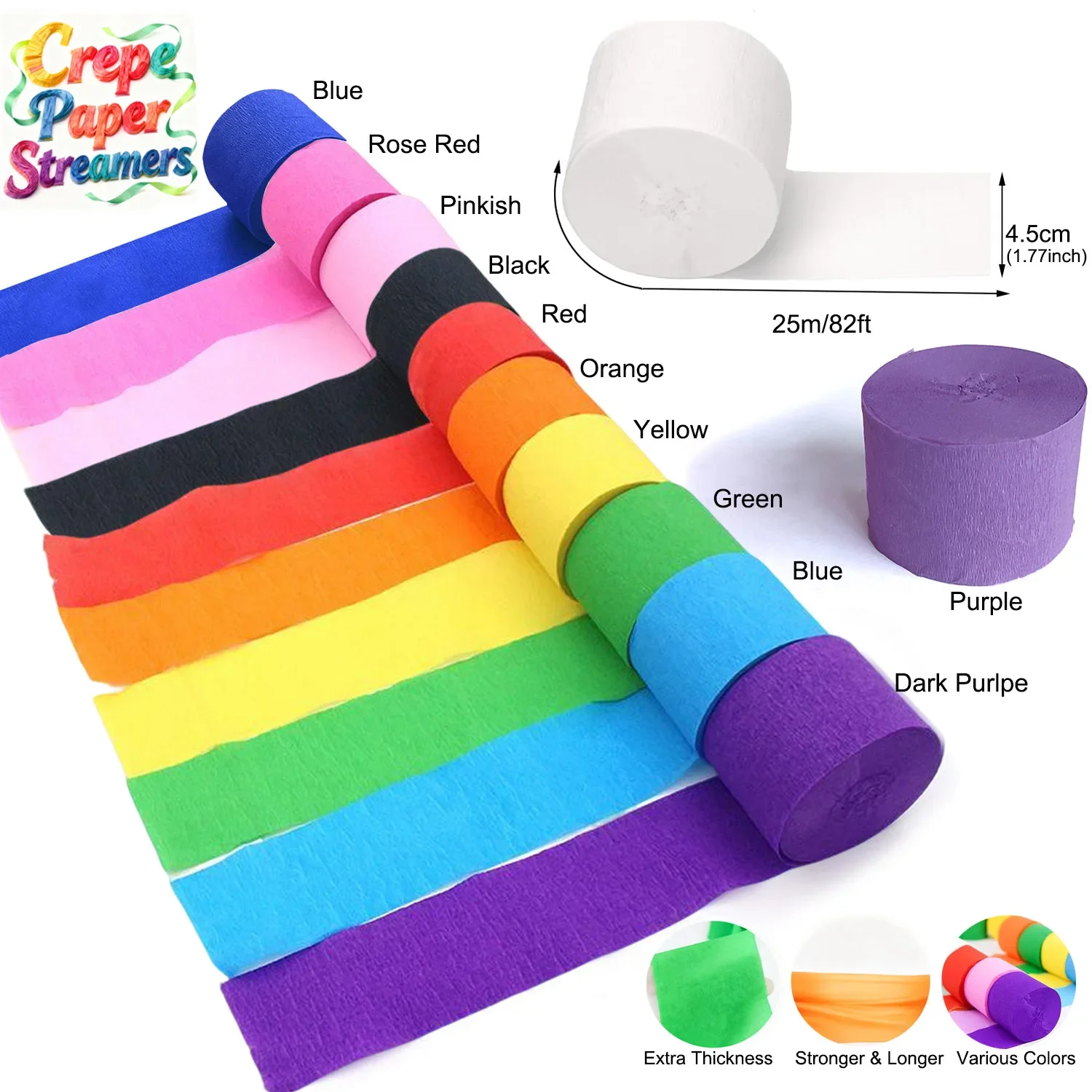 1 قطعة 4.5 سنتيمتر x 25 متر كريب ورقة اللافتات المناديل الورقية لفة زهرة الحرفية صنع حفل زفاف وعيد ميلاد خلفية DIY بها بنفسك الديكور