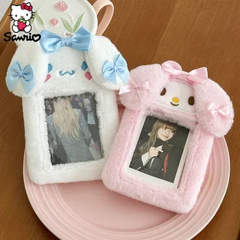 산리오 시나모롤 플러시 ID 카드홀더 마이 멜로디 사진 앨범, 은행 버스 카드 케이스, 가방 펜던트 키체인, 어린이 선물, 소녀 액세서리