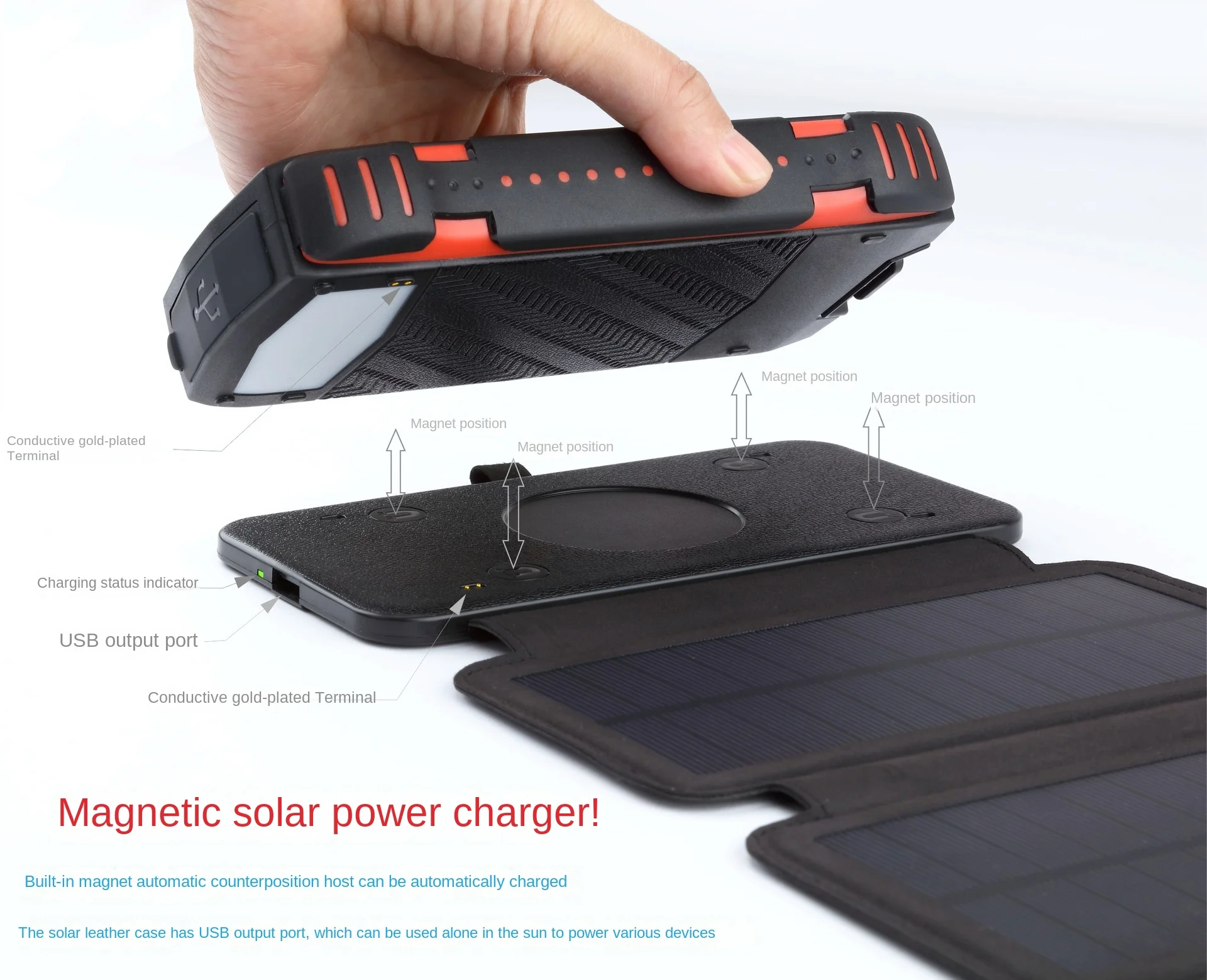 Solar Power Bank 20000mAh USB Fast Charging Detachable Independent