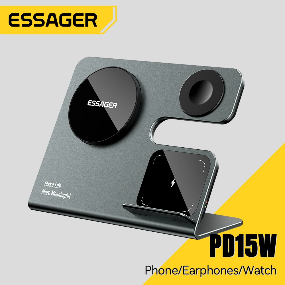 3 in 1 Magnetic Wireless Desktop Charger PD15W Fast Charging Station for iPhone 15 14 13 12 Pro Max Apple Watch Airprods magnetic wireless charger magnetic charging cable