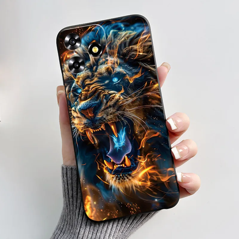Rose Sunflower Black Jelly Soft Phone Case with Cat Design