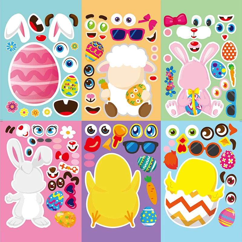 Easter Rabbit Egg Puzzle Stickers for Kids