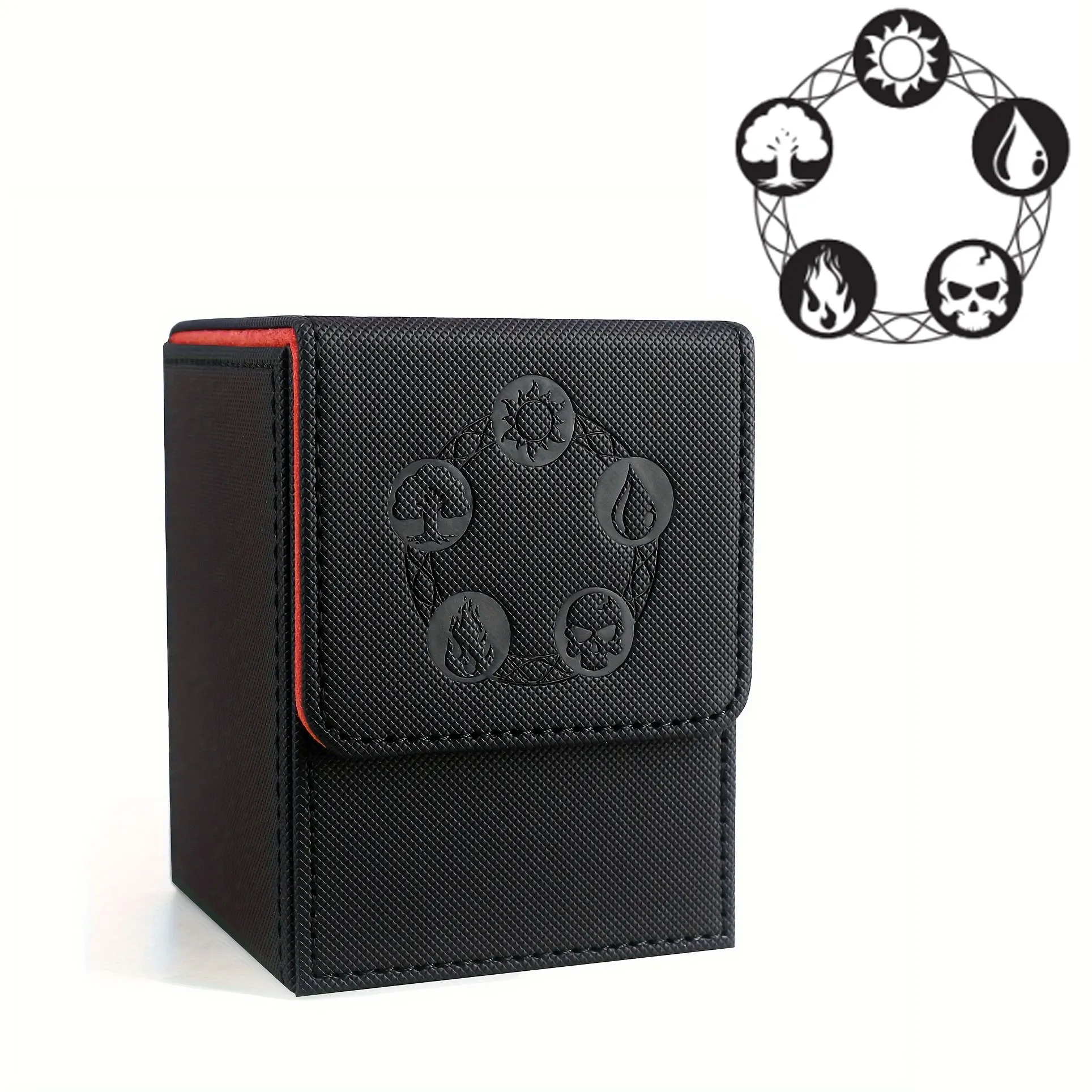 Card Deck Box Fits 100+ Single Sleeved Cards Magnetic Closure PU Leather for TCG Cards