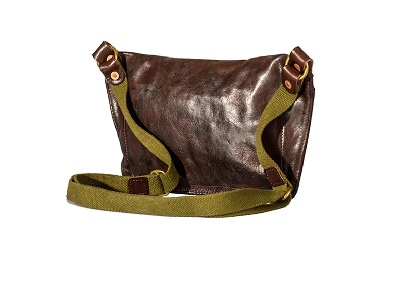 Fashion vintage natural genuine leather men's pleated chest bag outdoor high quality real cowhide teens daily cross-body bag