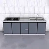 Stainless Steel Waterproof Kitchen Cabinets Household Storage Sink Stove Cabinet Kitchen Furniture Rental House Kitchen Cabinet 1