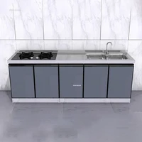 Stainless Steel Waterproof Kitchen Cabinets Household Storage Sink Stove Cabinet Kitchen Furniture Rental House Kitchen Cabinet 1