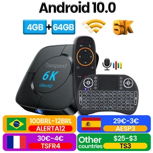 ТВ-приставка Transpeed, Android 2,4, голосовой помощник, 6K 3D Wifi, 5,8G и G, 4 Гб ОЗУ, 32 Гб 64 ГБ, медиаплеер, очень быстрая приставка