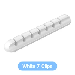 Adhesive Cable Holder Clips for Efficient Cord Management and Organization (White 7 Hole)