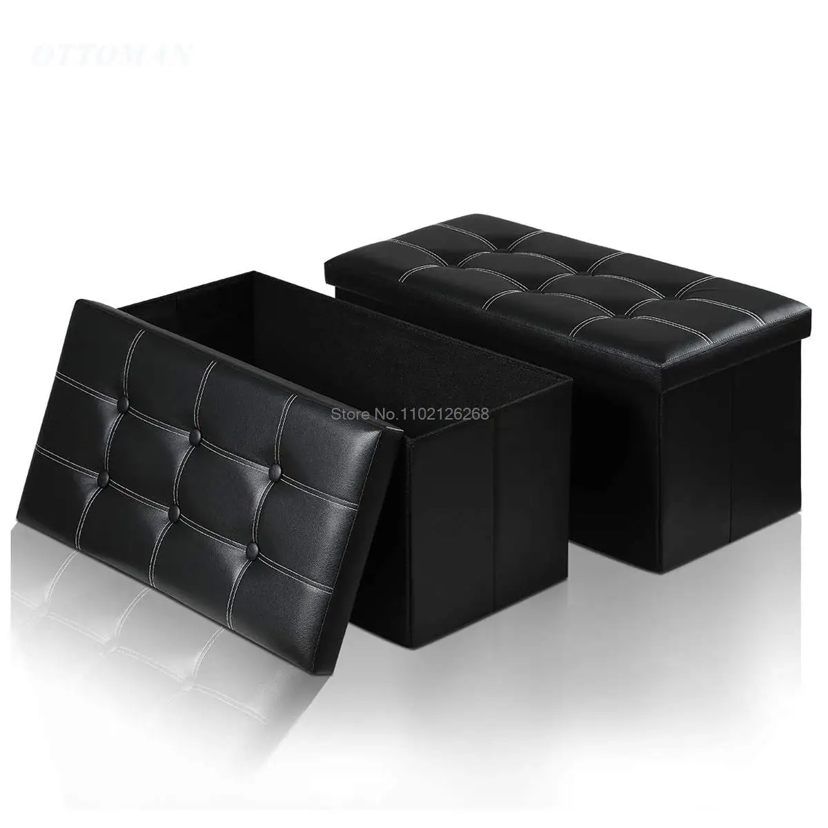 Multifunctional Foldable Ottoman Storage Foot Stool Waterproof Leather Footstool Storage Box Large Sofa Chair Bench Seat Pouf