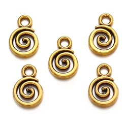 40pcs Multi - Color Swirl Alloy Charms for DIY Jewelry Making, 8x11mm (Antique Gold Plated)