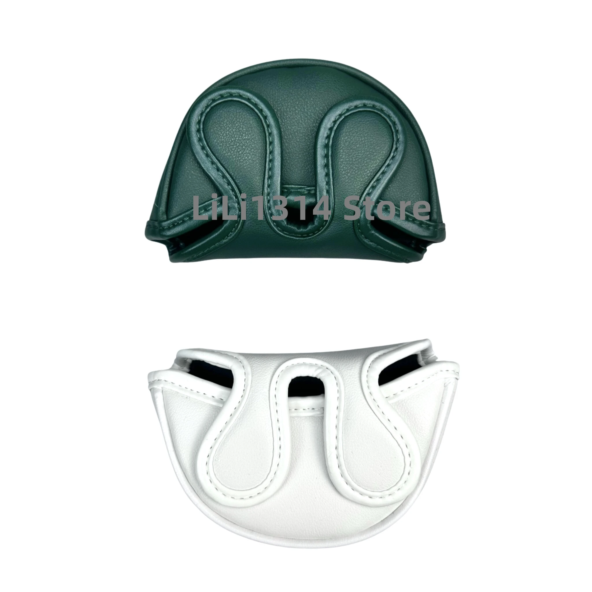 1pc Golf Clover Four Leaf Clover Pattern Putter Cover PU Leather Golf Mid Mallet Putter Club Head Cover with Magnetic Closure 4