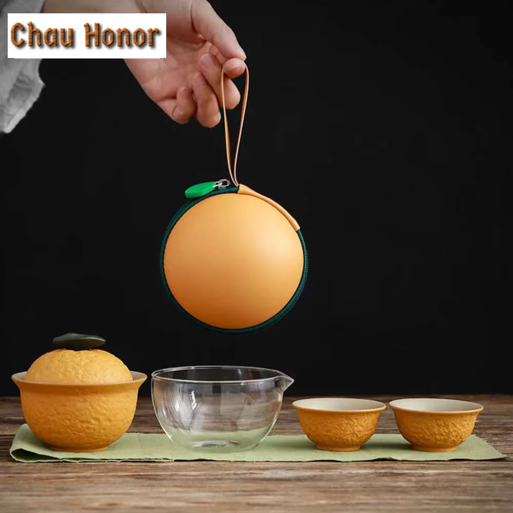 Customize dekopon Tea Set Ceramic Portable Teapot Set Travel Gaiwan Tea Cups of Tea Ceremony Accessories One Pot Two Cup Suit