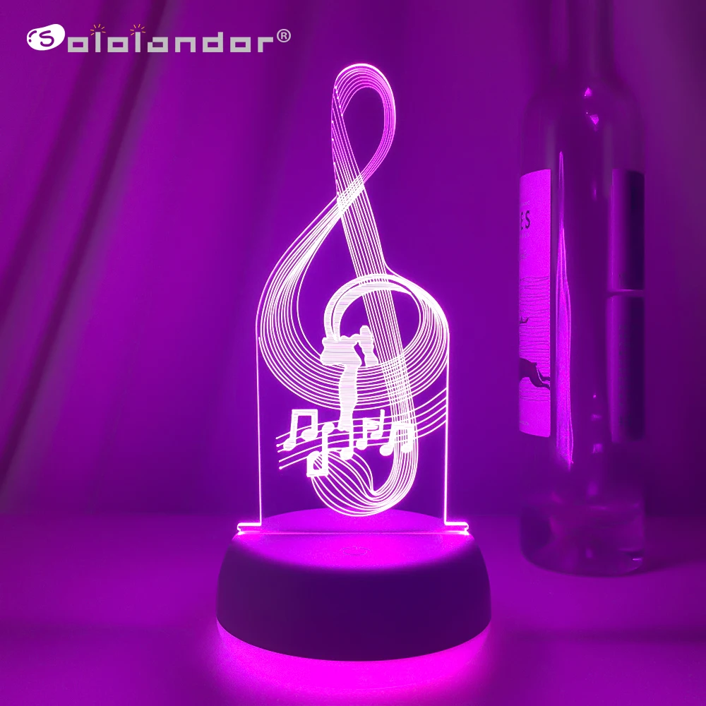 

Newest 3d Illusion Baby Night Light Musical Note Hologram Nightlight Led Touch Sensor Colorful Usb Battery Powered Bedside Lamps