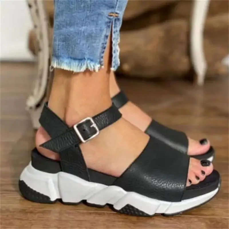 Women's Sandals Womens High Heels Sandal Thick Bottom Casual Shoes Ladies Leisure Summer Wedges Sandals Beach Shoes