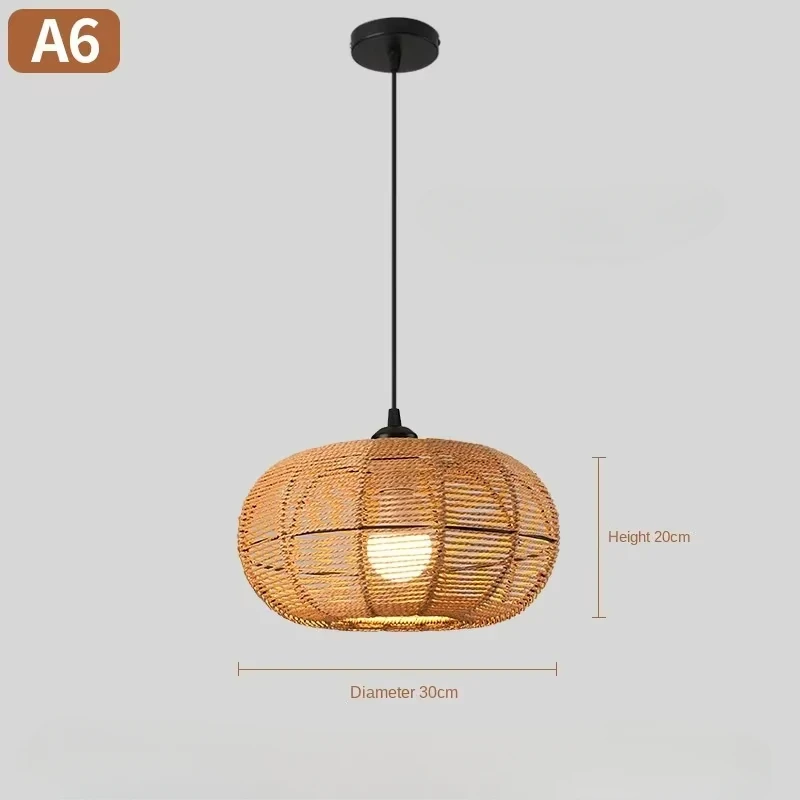 Wicker Lamp Creative Design Rattan Ceiling Light for Teahouses Homestays Decorative Pastoral Retro Pendant Light Fixture