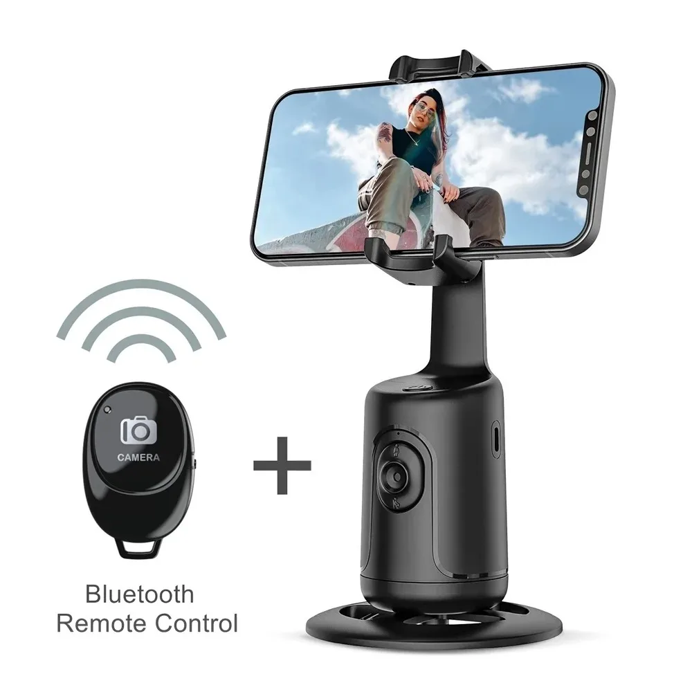 Support Téléphone Avec Suivi Automatique Visage Q02 - 360°, Lumière LED, Télécommande Bluetooth - Parfait Pour Vlogs Et Vidéos